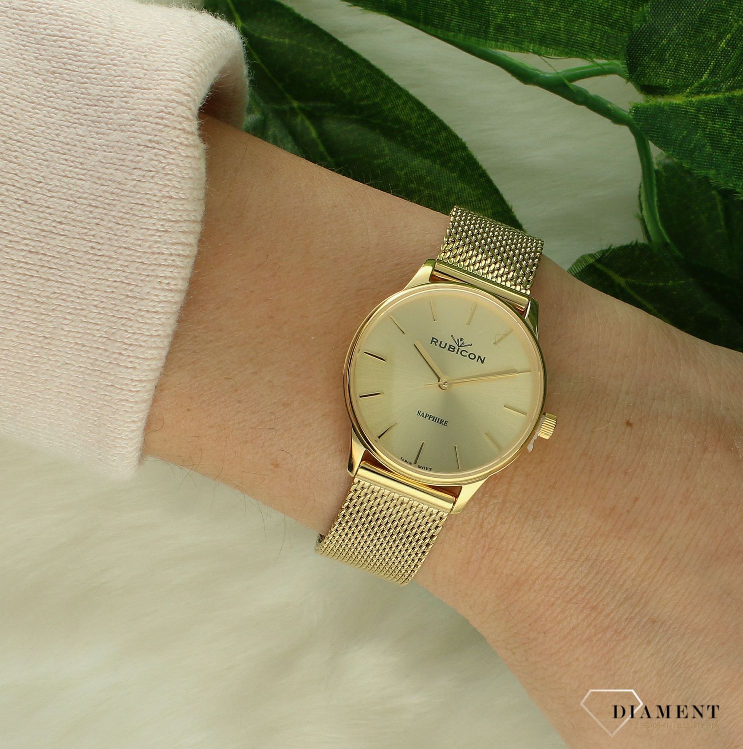 Zegarek damski Rubicon złoty z szafirowym szkłem RNBE35. Zegarek damski Rubicon. Zegarek damski na bransolecie Rubicon. Zegarek damski z szafirowym szkłem Rubicon. Zegarek damski na prezent..jpg